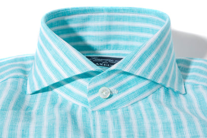 Bonobo Linen Washed Bengal Stripe In Turquoise | Mens - Shirts - Dress | Finamore Napoli