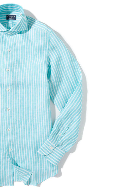 Bonobo Linen Washed Bengal Stripe In Turquoise | Mens - Shirts - Dress | Finamore Napoli