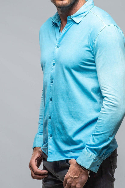 Cambria Button Up Polo in Turquoise - AXEL'S