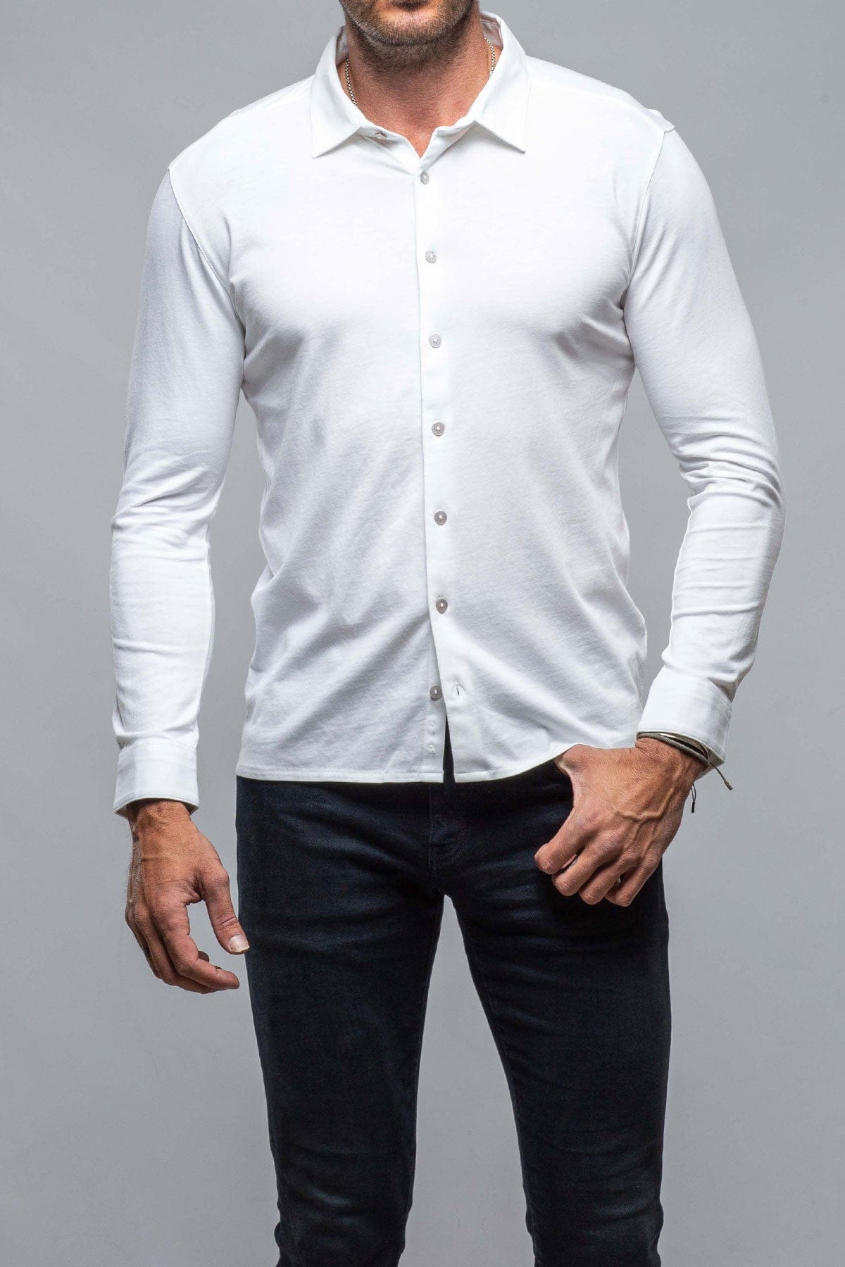Georg Roth Cambria Button Up Polo in White | Mens - Shirts - Polos