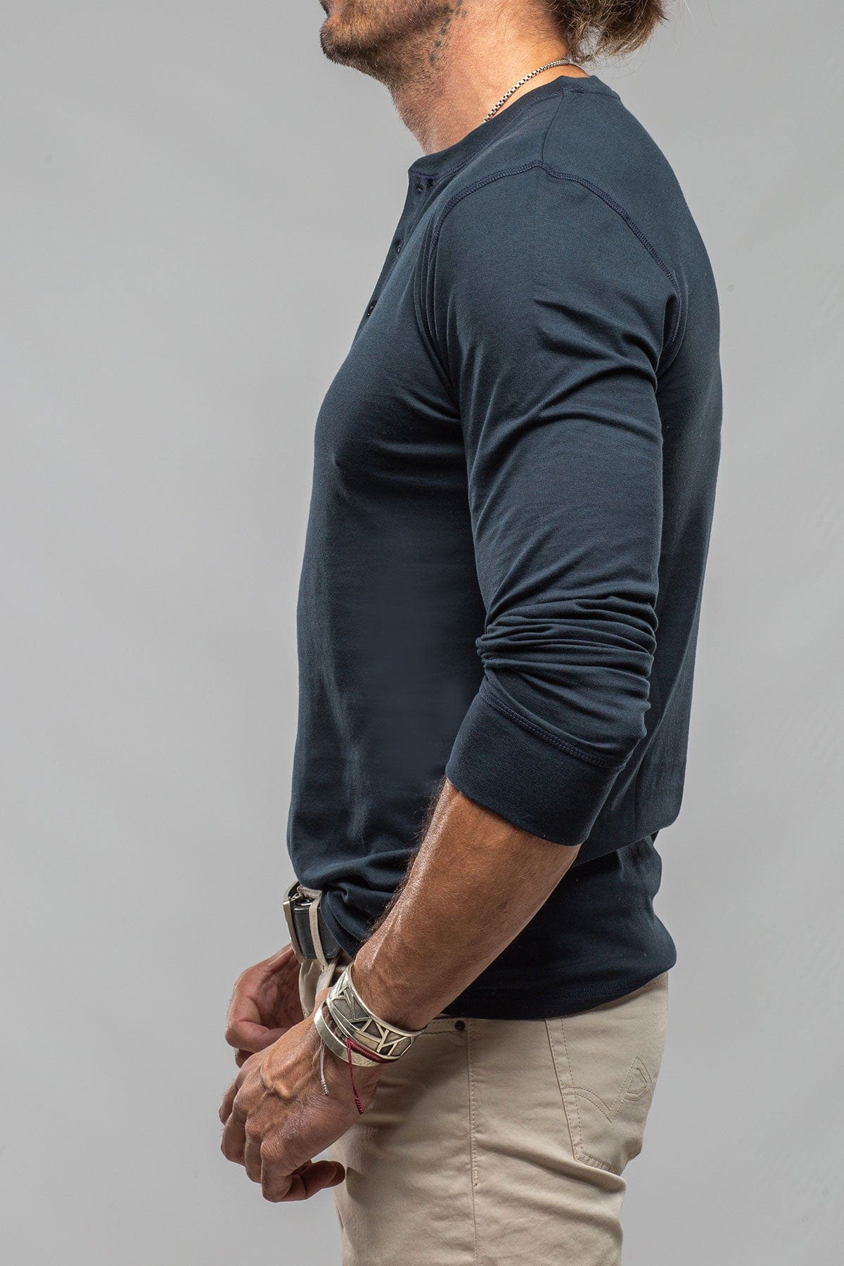 Georg Roth Coronado Cotton LS Henley in Navy | Mens - Shirts - T-Shirts