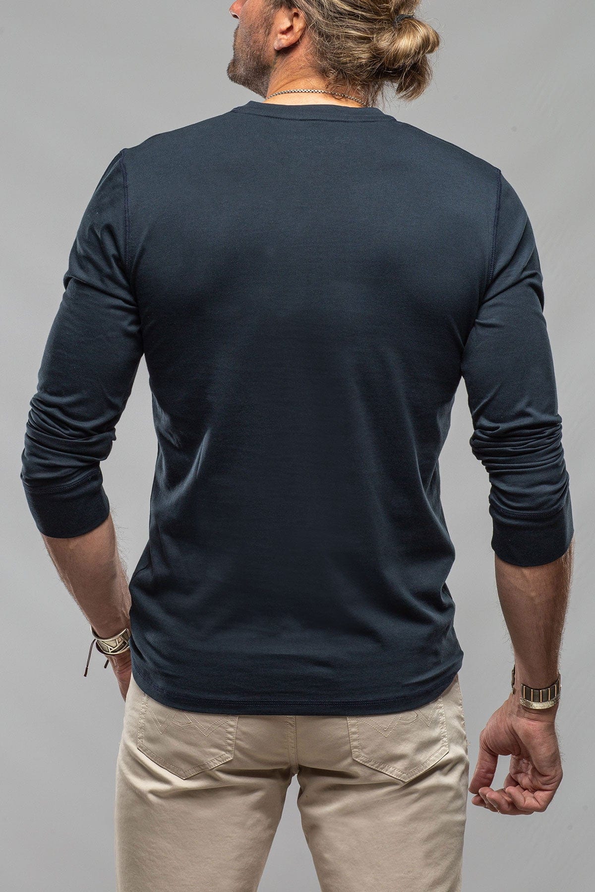 Georg Roth Coronado Cotton LS Henley in Navy | Mens - Shirts - T-Shirts