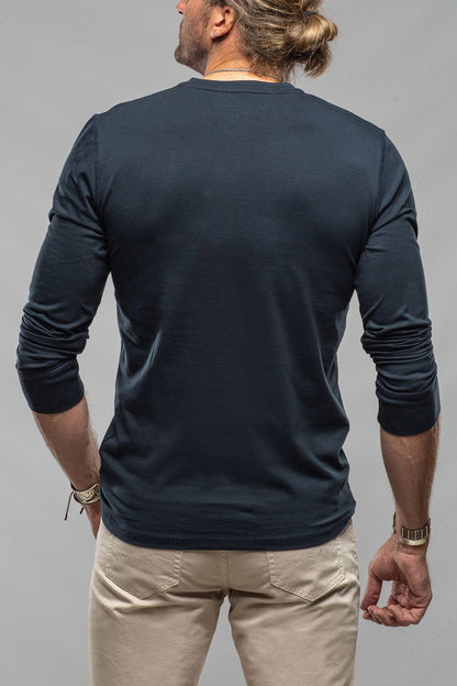 Georg Roth Coronado Cotton LS Henley in Navy | Mens - Shirts - T-Shirts