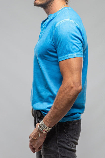 Mendocino Cotton SS Henley in Blue Lagoon - AXEL'S