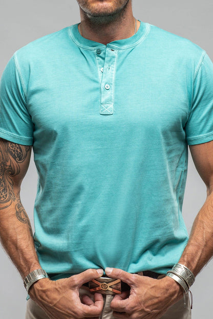 Mendocino Cotton SS Henley in Mint - AXEL'S