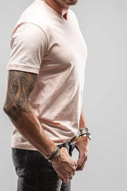Siena Cotton V Neck Tee In Pink - AXEL'S