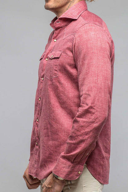 Giannetto Portofino Wyatt Western Snap Shirt Cranberry Mens - Shirts - Outpost