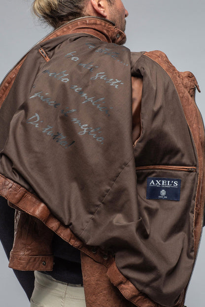 Gimo's Cherto Waxed Moto In Cognac Mens - Outerwear - Leather