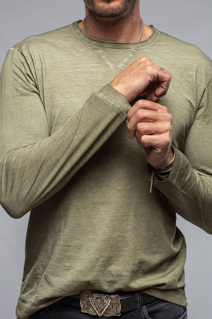 Gimo's Cotton Kayo L/S Crew in Moss Mens - Shirts - T-Shirts