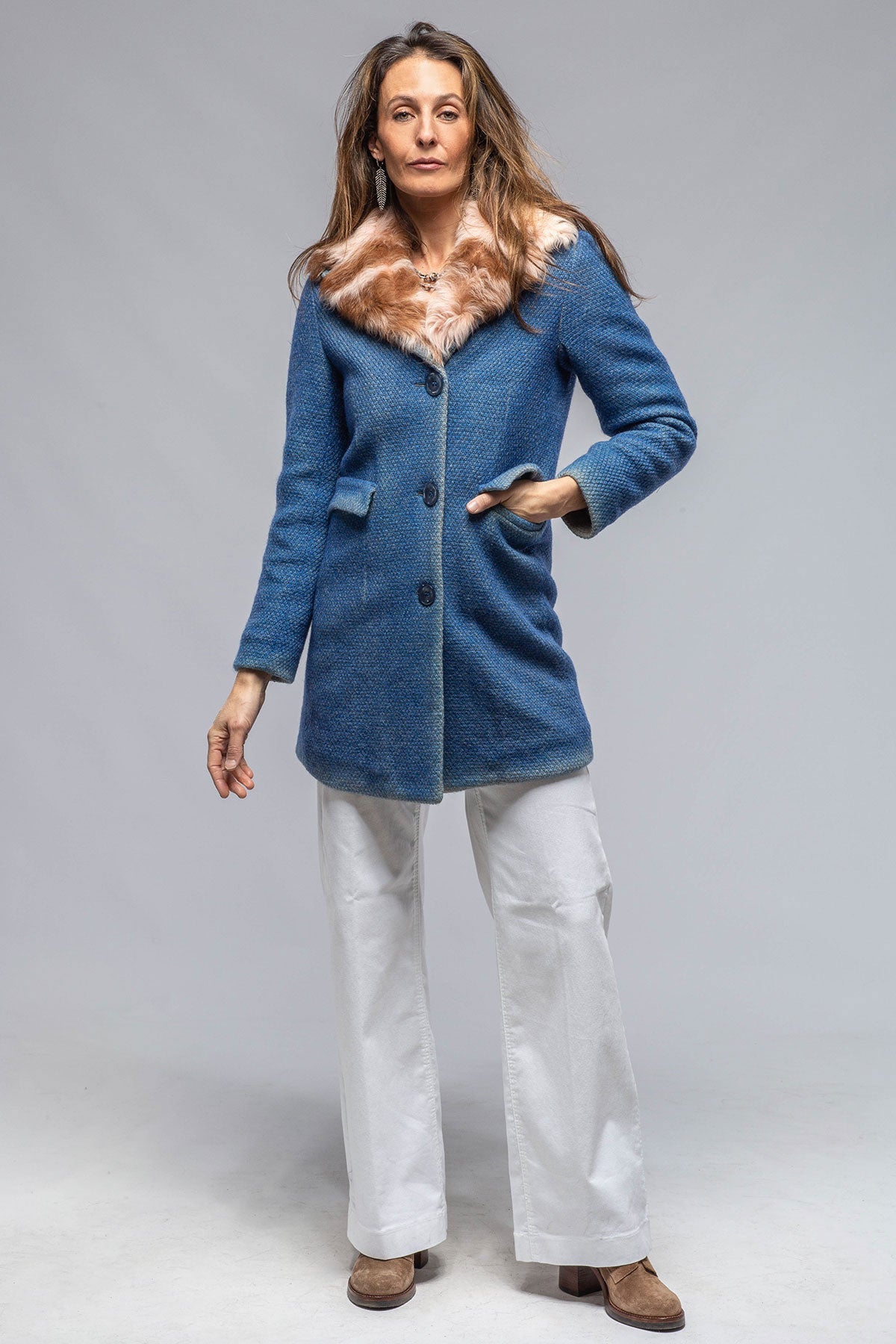 Gimo's Poppy Long Garment Dyed Coat In Blue Warehouse - Ladies - Outerwear - Cloth
