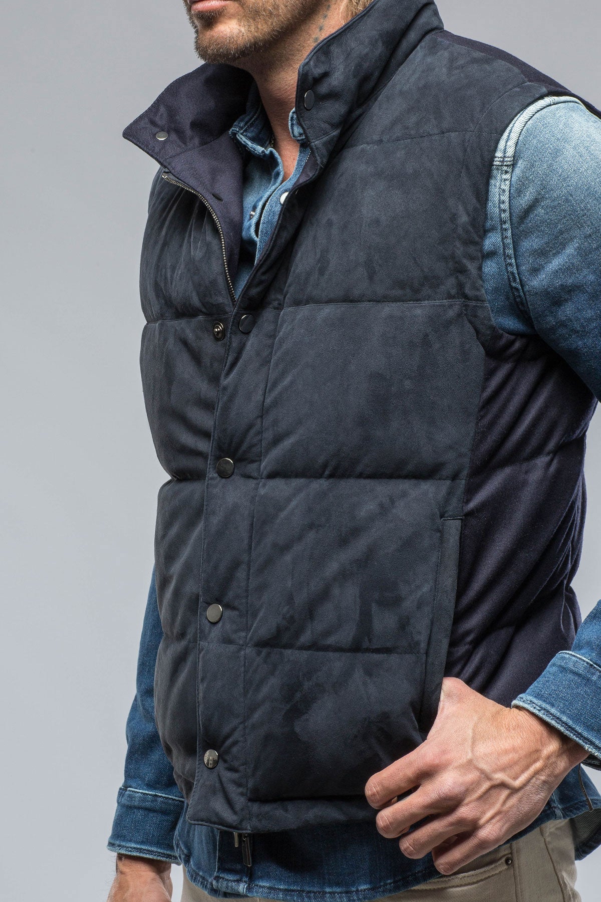 Gimo's | Two Arrows Vest in Navy | Mens - Outerwear - Leather 