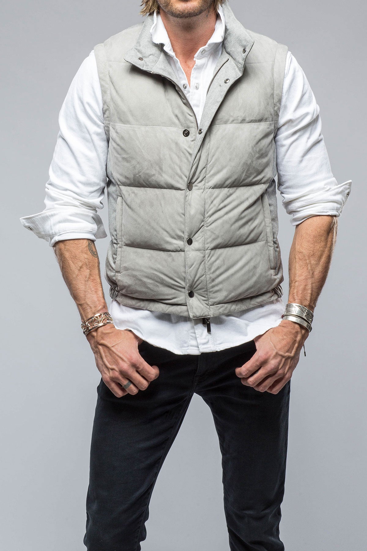 Gimo's Two Arrows Vest in Steel Mens - Outerwear - Leather