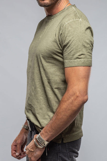 Gimo's Cotton York Crew Neck in Moss | Mens - Shirts - T-Shirts