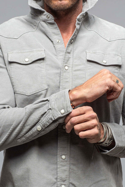 Brooks Corduroy Snap Shirt In Cenere | Mens - Snap Shirts | Axel's Premium Denim