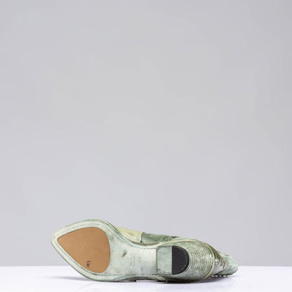 Luz Leather & Suede Boots In Green - AXEL'S