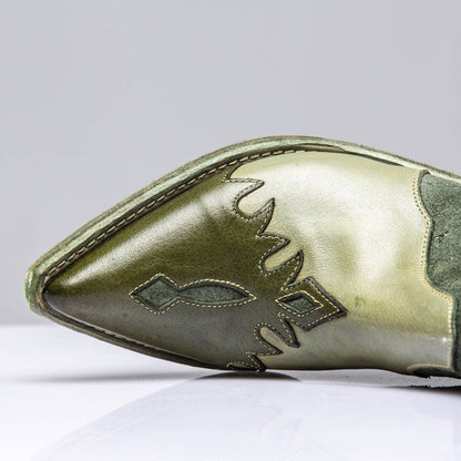 Luz Leather & Suede Boots In Green - AXEL'S