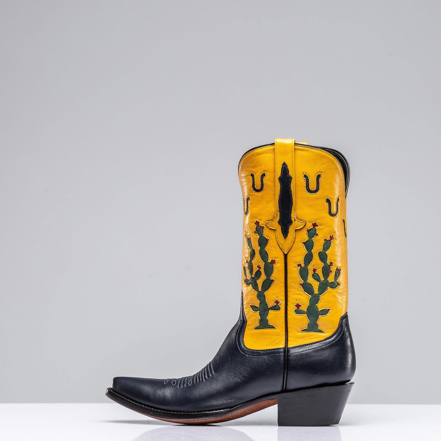 Stallion Boots Bailey Cactus Horseshoe In Navy Ladies - Cowboy Boots