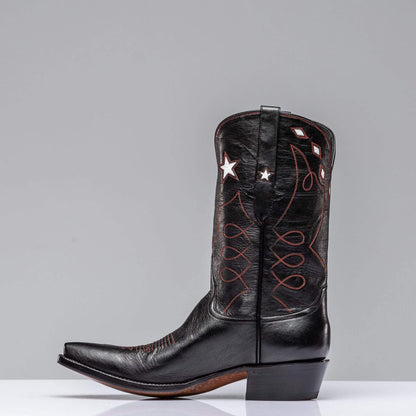 Stallion Boots Black Goat w/ Star Inlay | Mens - Cowboy Boots