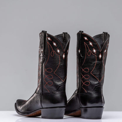 Stallion Boots Black Goat w/ Star Inlay | Mens - Cowboy Boots