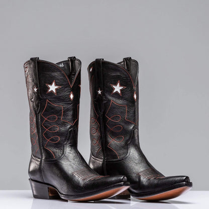 Stallion Boots Black Goat w/ Star Inlay | Mens - Cowboy Boots