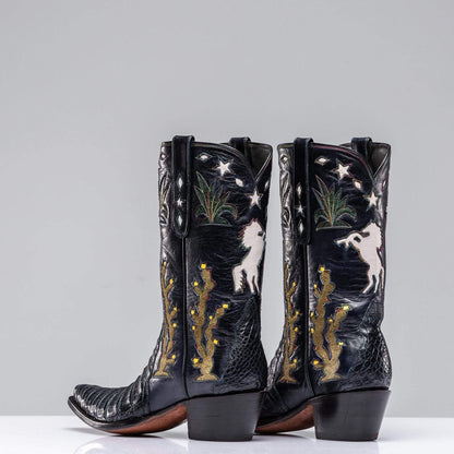 Inlaid Western Boot In Navy - AXEL'S
