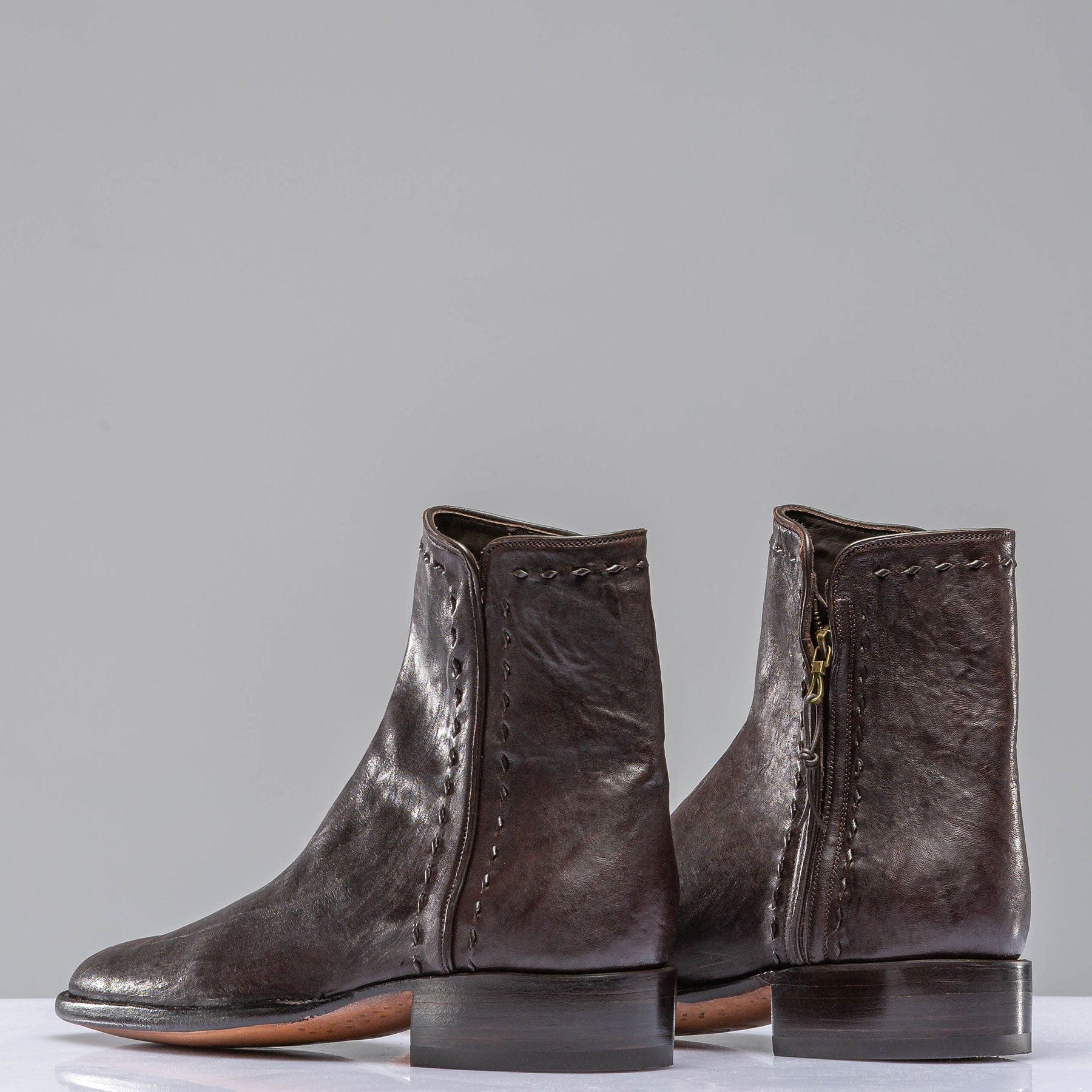 Montana Goat Round Toe Shortie In Chocolate - AXEL'S