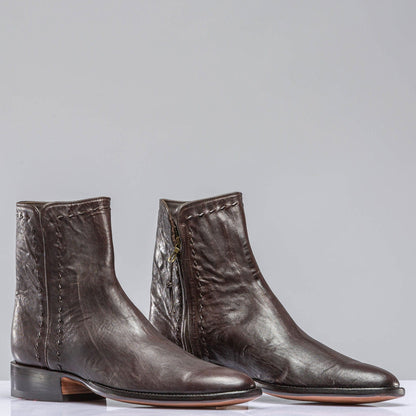Montana Goat Round Toe Shortie In Chocolate - AXEL'S
