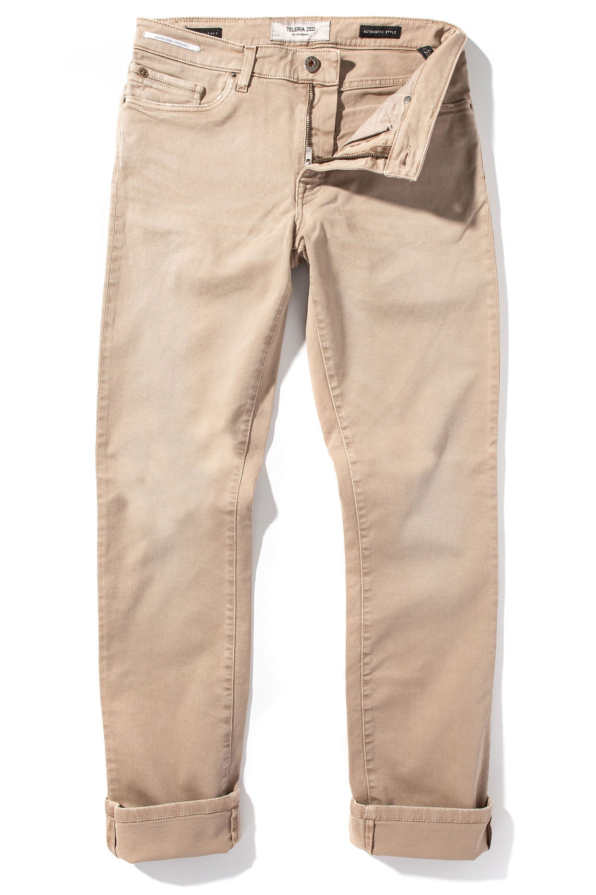 Teleria Zed Jackson Slim Cotton Twill In Tortora Light Mens - Pants - 5 Pocket
