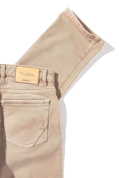 Teleria Zed Jackson Slim Cotton Twill In Tortora Light Mens - Pants - 5 Pocket
