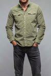 Brooks Corduroy Snap Shirt In Matcha - AXEL'S