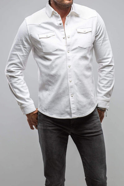 Ranger Denim Snap Shirt In White - AXEL'S