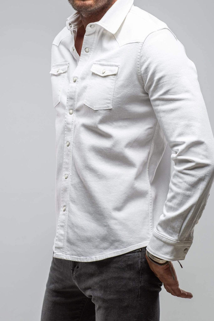 Ranger Denim Snap Shirt In White - AXEL'S