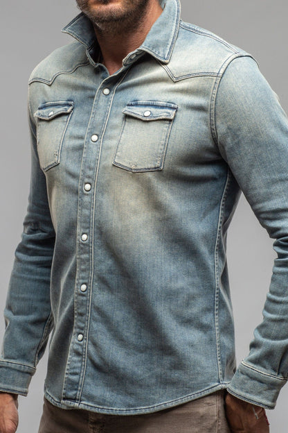Roper Western Snap Shirt in Mid Blue - AXEL'S